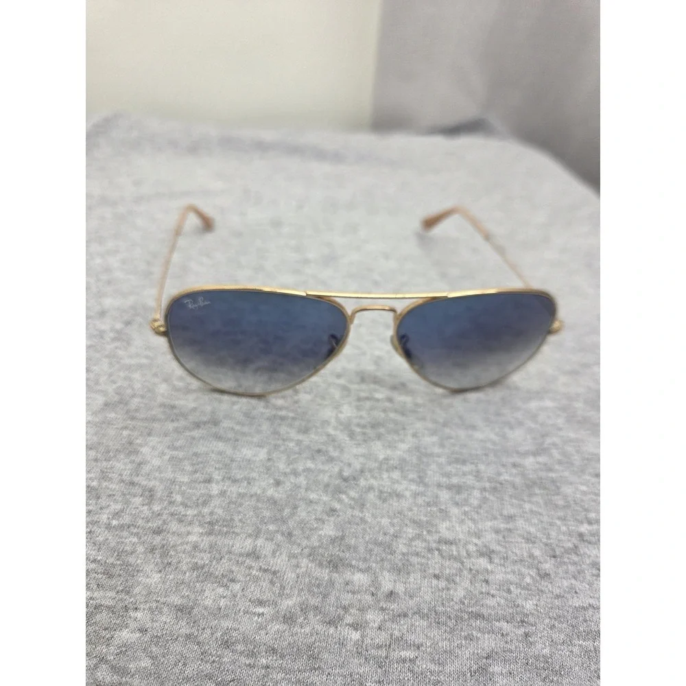 Authentic Ray-Ban Aviator Gold Frame Blue Lens 58 14 Vintage Sunglasses Mens